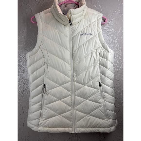 Columbia Omni-Heat Heavenly Womens Vest Heat Reflective Cream Puffer Size Medium - Picture 1 of 5